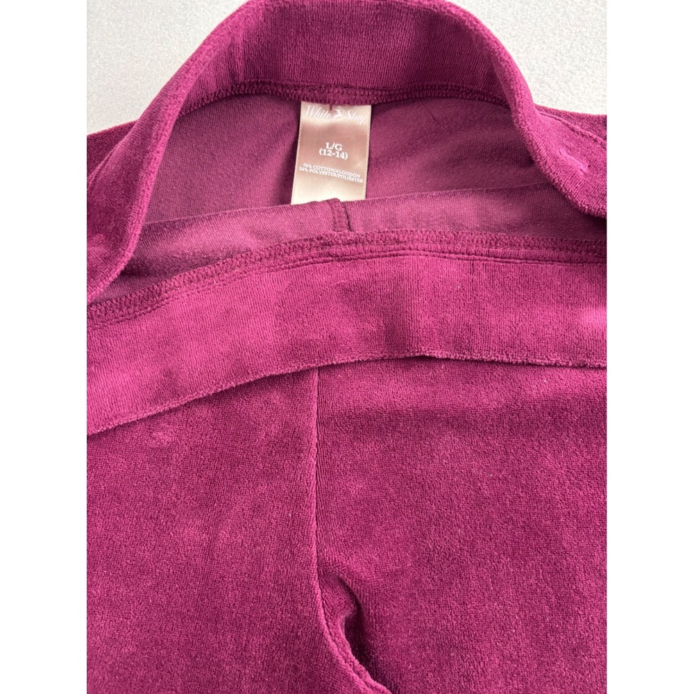 White Stag Womens Velour 2 Piece Tracksuit Jacket Pants Set Maroon Large XL - Picture 3 of 8